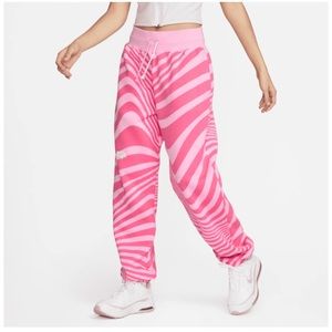 Nike Women's Oversized Pink Joggers Phoenix Fleece Pants High Waisted Sweatpants